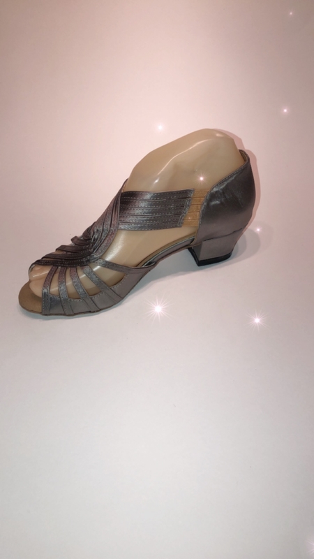1578-GX -Plain grey satin pull on sandal