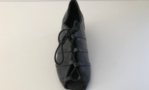 BB-CM-1 -Black open toe leather lace ups 